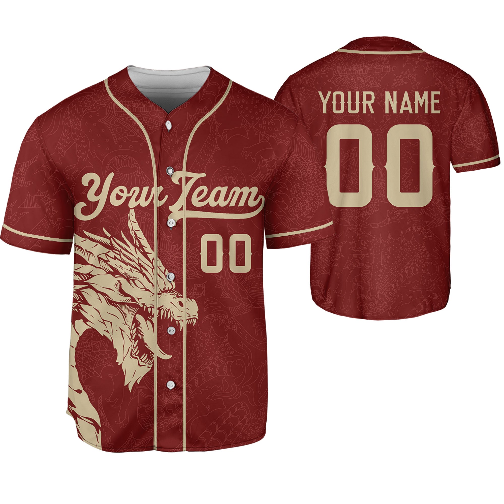Personalize-Team-Name-And-Number-Dragon-Tribal-Red