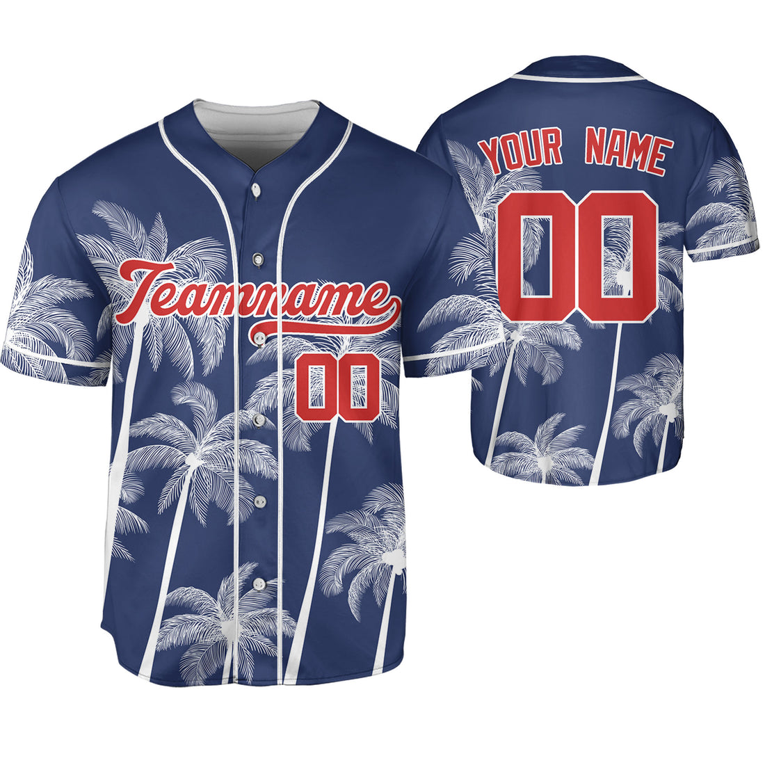 Personalize-Team-Name-And-Number-Hawaii-Palm-Summer-Style-Navy