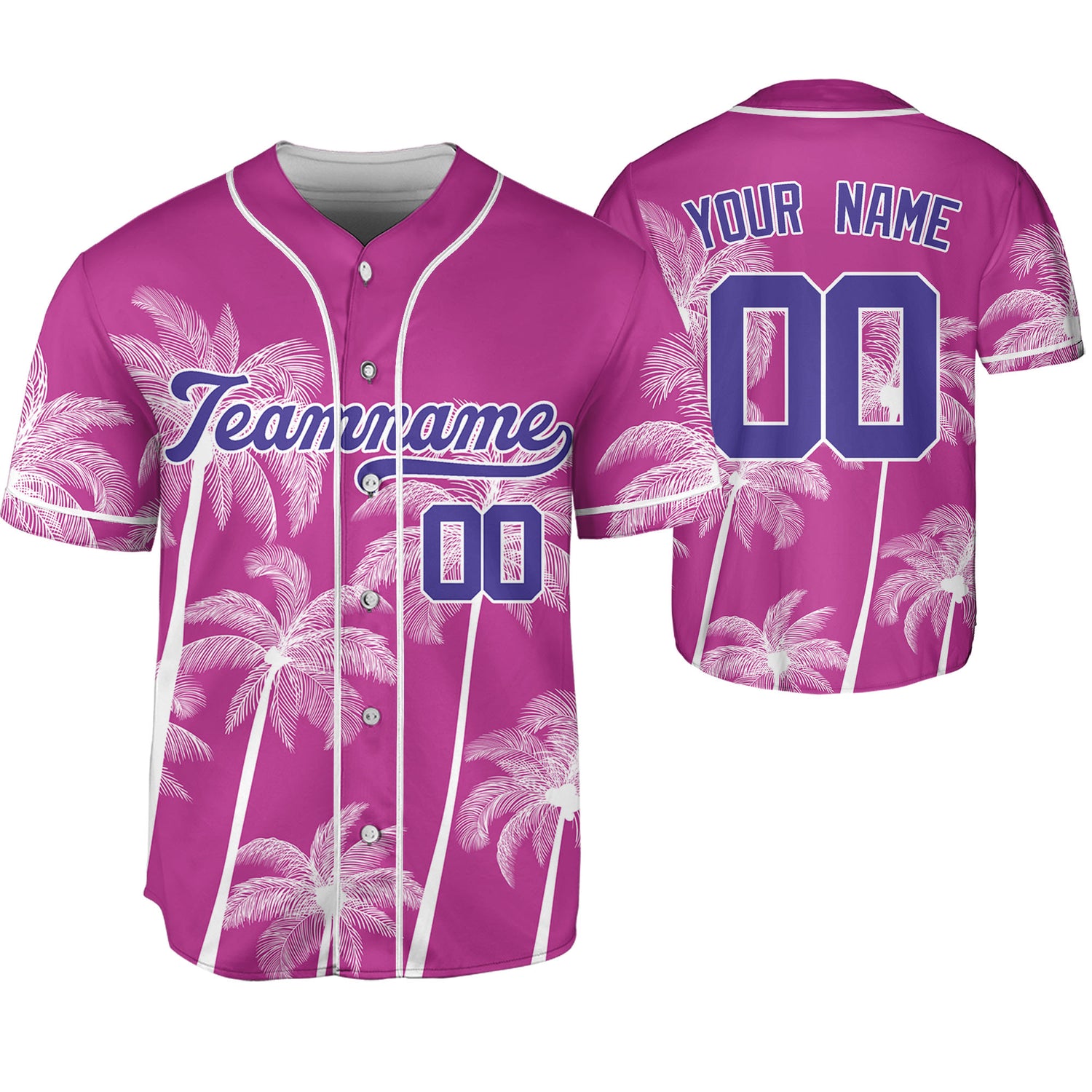 Personalize-Team-Name-And-Number-Hawaii-Palm-Summer-Style-Pink