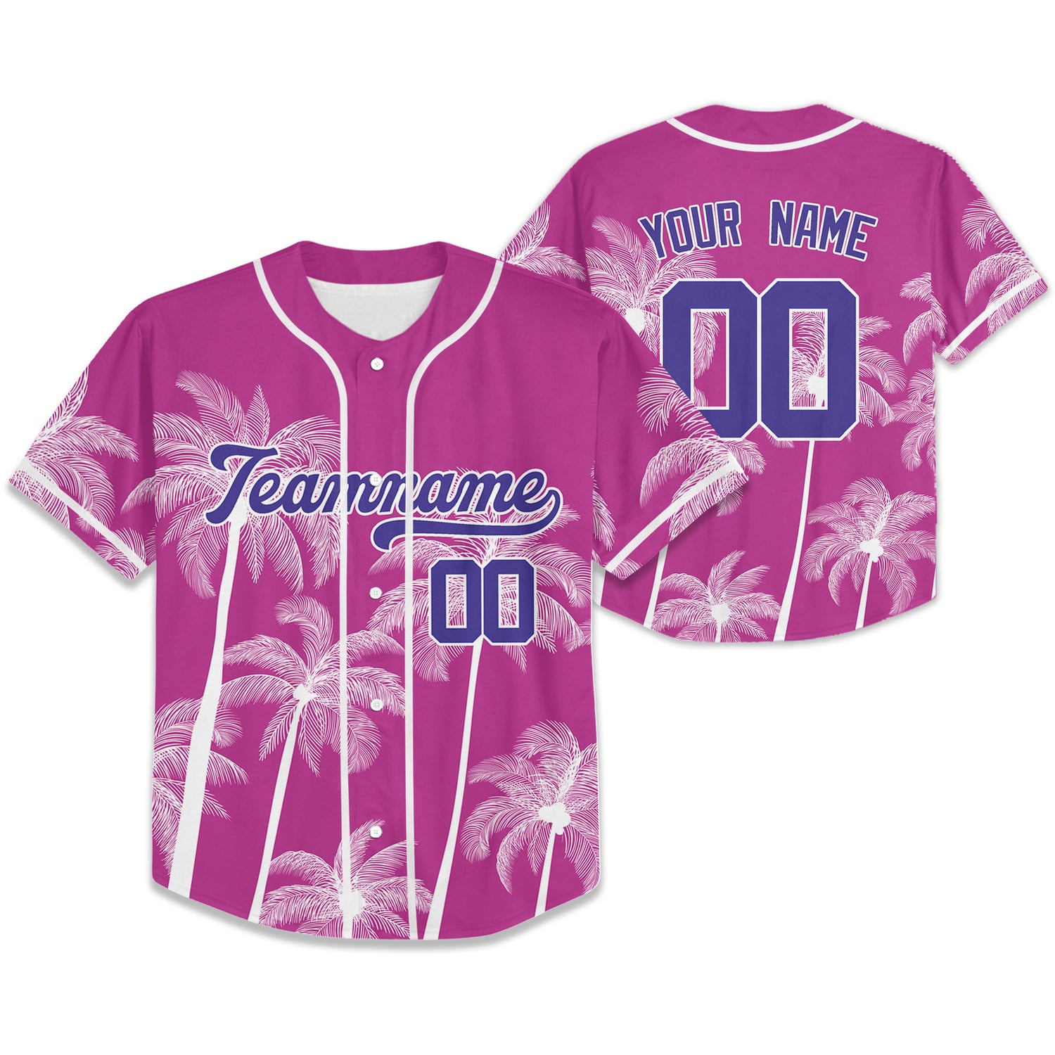 Personalize-Team-Name-And-Number-Hawaii-Palm-Summer-Style-Pink