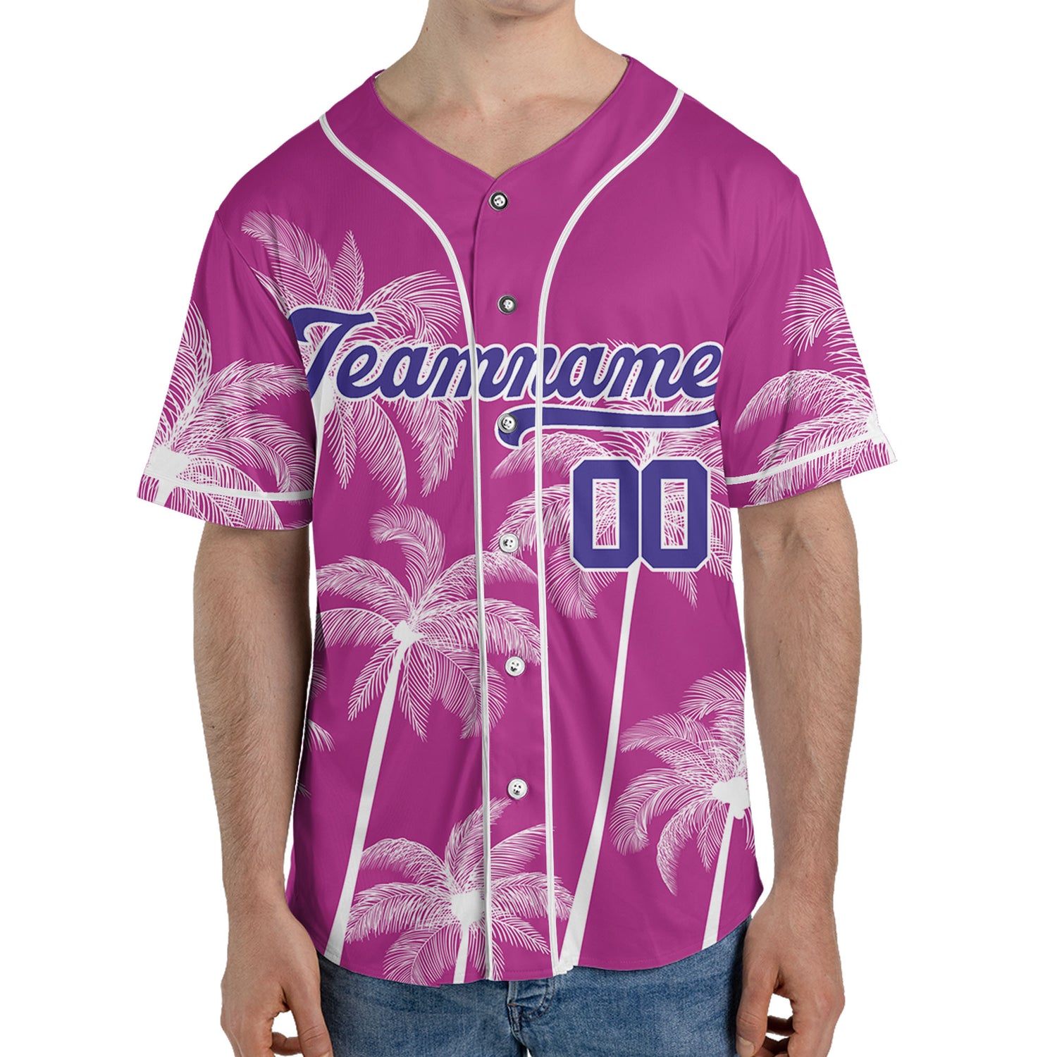 Personalize-Team-Name-And-Number-Hawaii-Palm-Summer-Style-Pink
