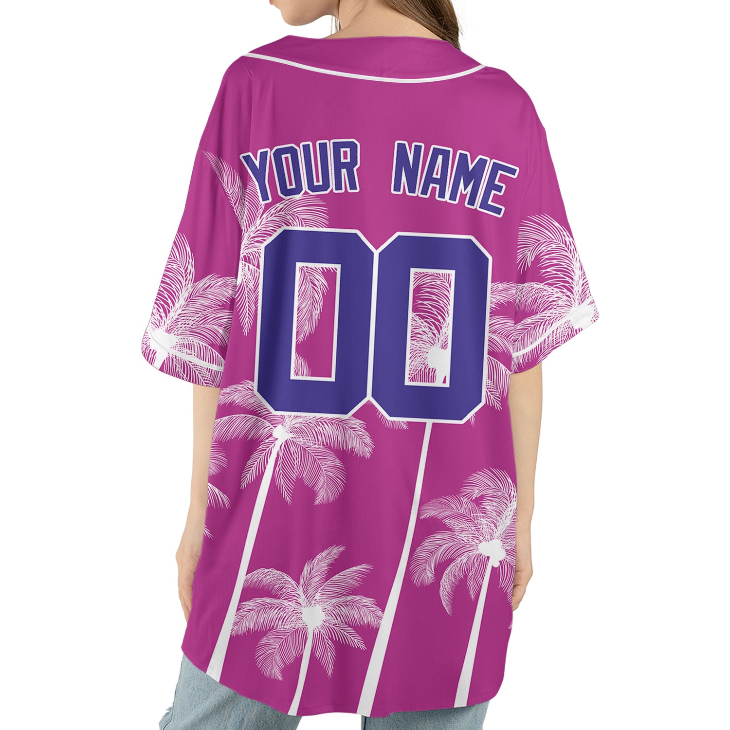 Personalize-Team-Name-And-Number-Hawaii-Palm-Summer-Style-Pink