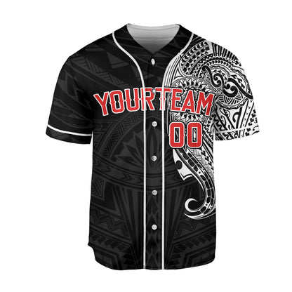 Personalize-Team-Name-And-Number-Maori-Tribal-Black-White-Baseball-Jersey