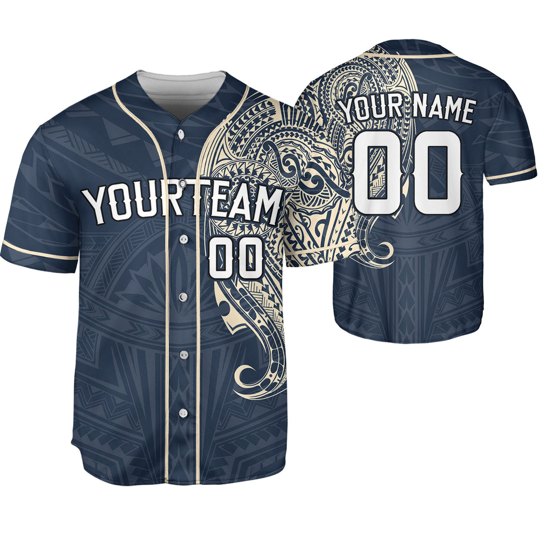 Personalize-Team-Name-And-Number-Maori-Tribal-Navy-Baseball-Jersey