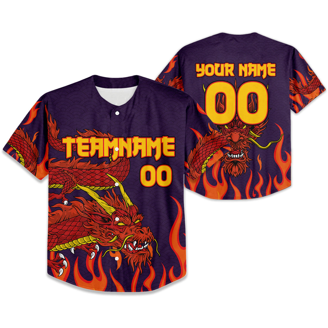 Personalize-Team-Name-And-Number-Mystical-Dragon-Dark-Purple-Baseball-Jersey