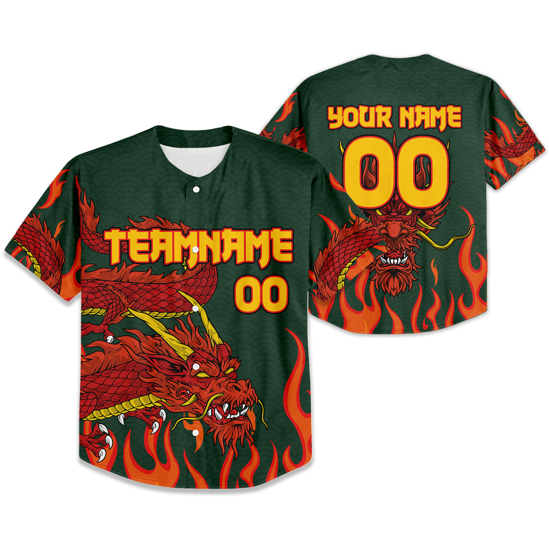 Personalize-Team-Name-And-Number-Mystical-Dragon-Forest-Green-Baseball-Jersey