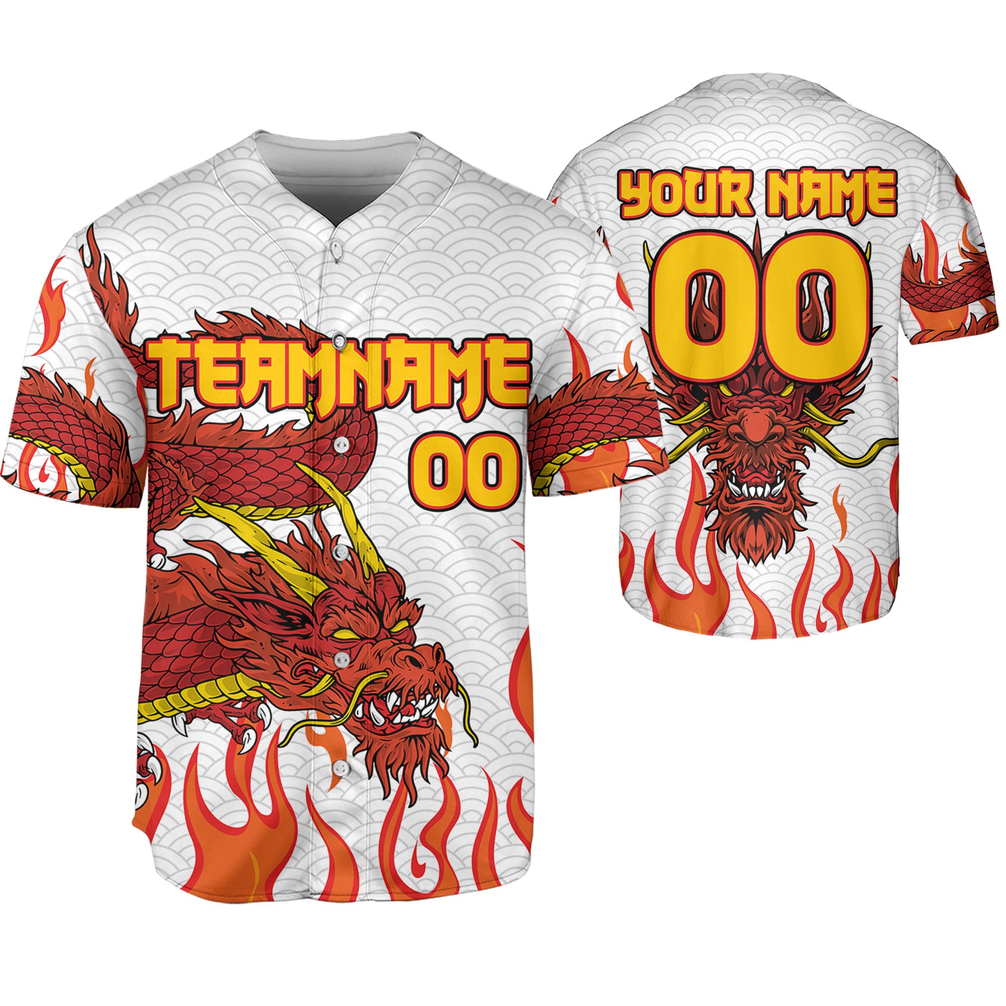 Personalize-Team-Name-And-Number-Mystical-Dragon-White--Baseball-Jersey