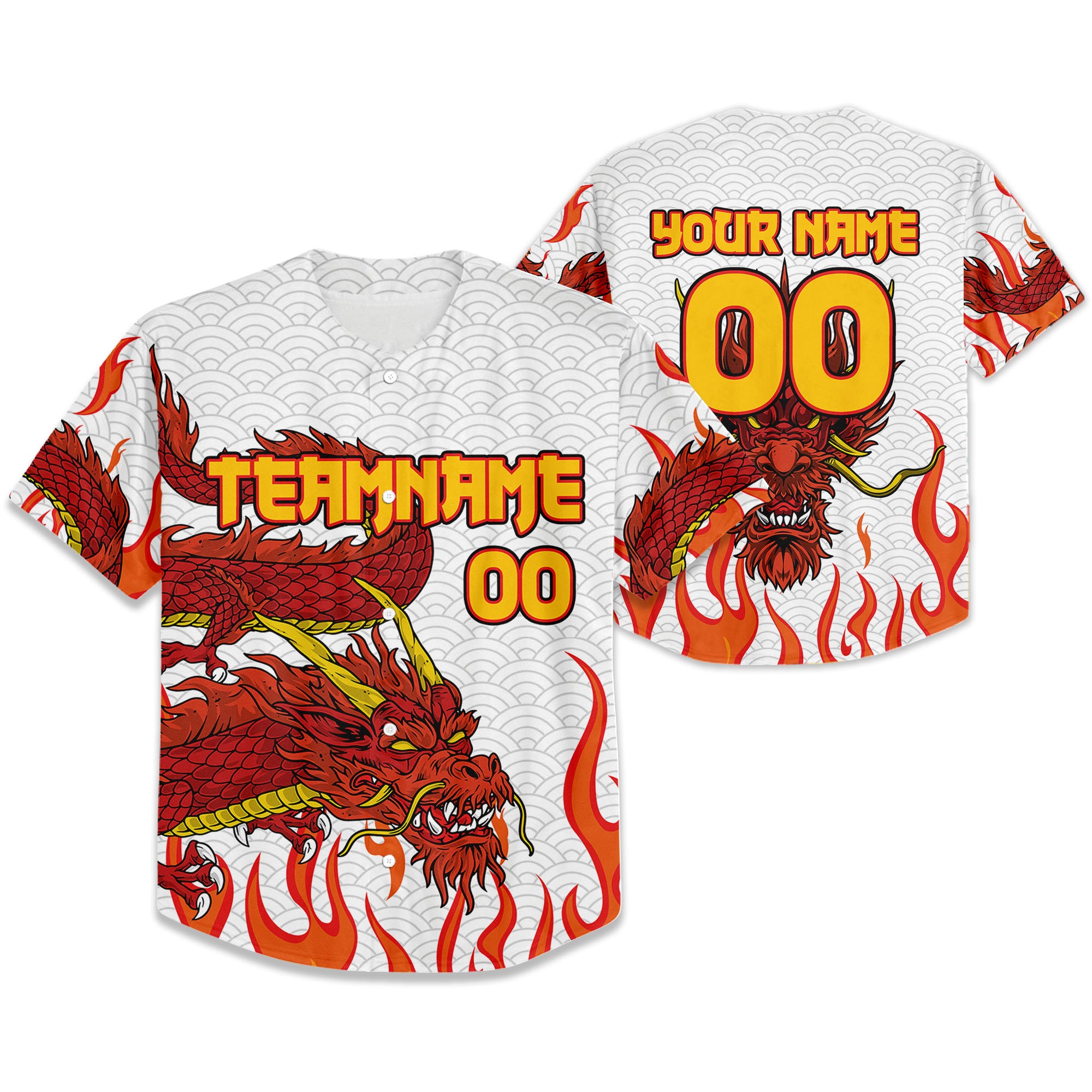 Personalize-Team-Name-And-Number-Mystical-Dragon-White--Baseball-Jersey