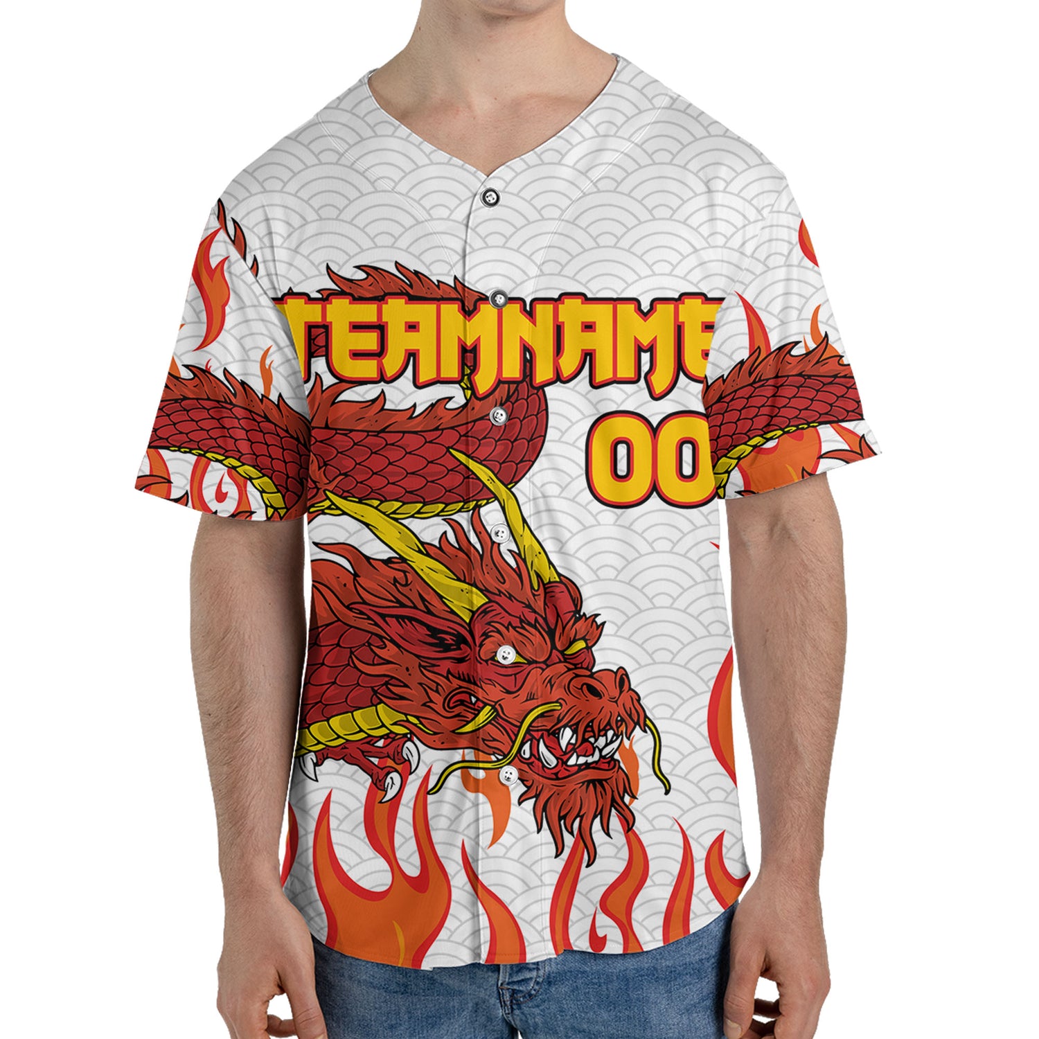 Personalize-Team-Name-And-Number-Mystical-Dragon-White--Baseball-Jersey