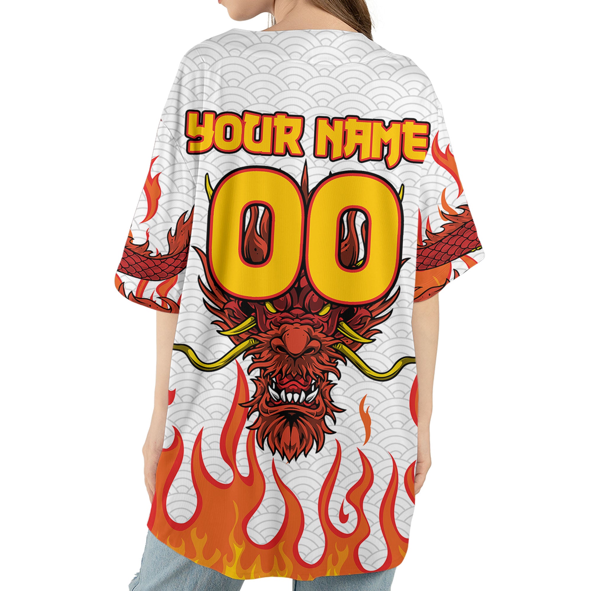 Personalize-Team-Name-And-Number-Mystical-Dragon-White--Baseball-Jersey