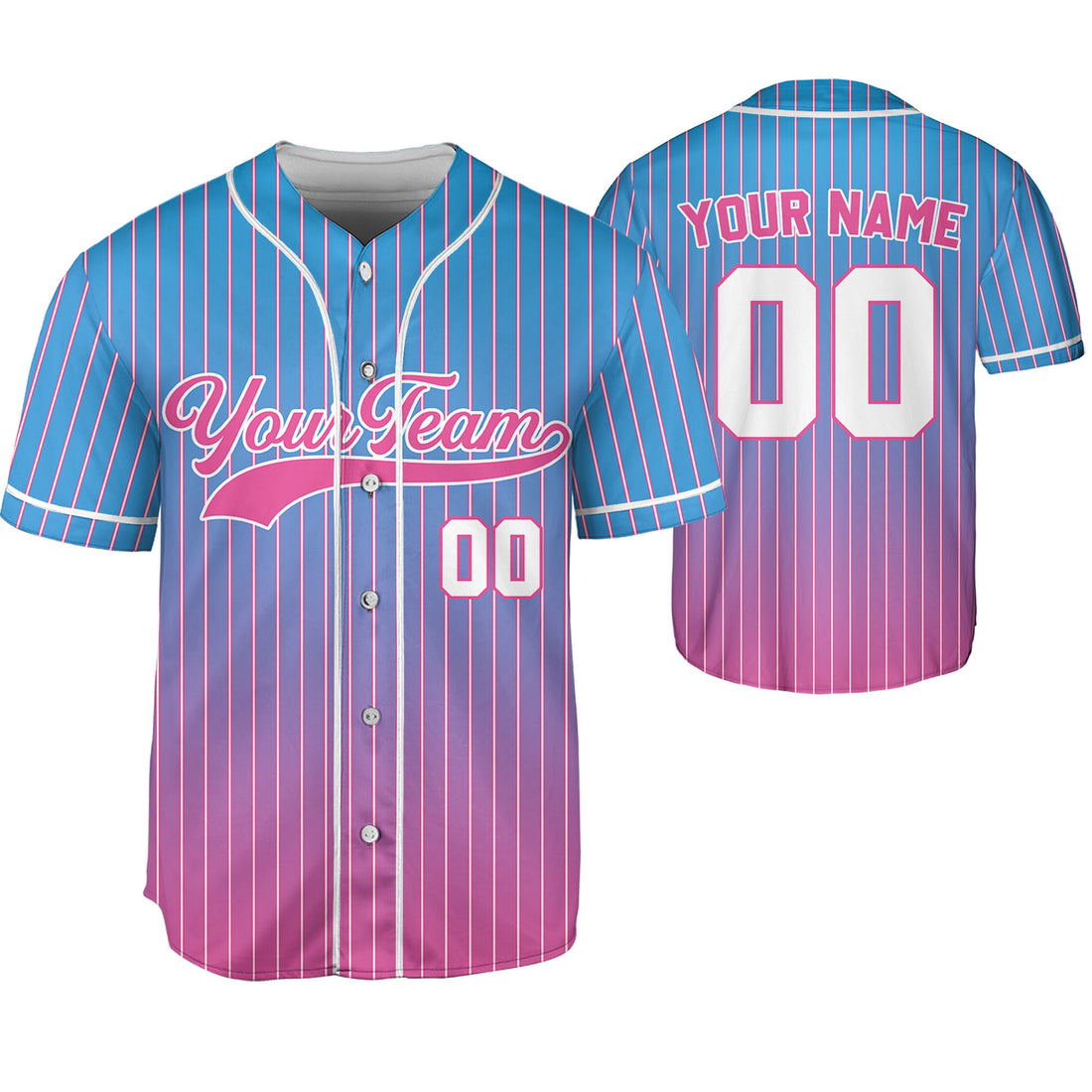 Personalize-Team-Name-And-Number-Striped-Gradient-Colorful-Blue-Pink