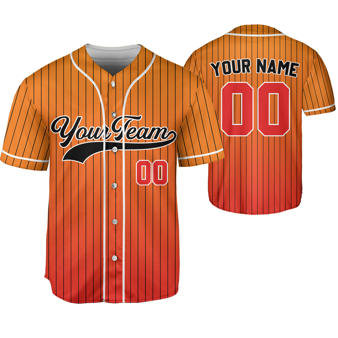 Personalize-Team-Name-And-Number-Striped-Gradient-Colorful-Orange-Red