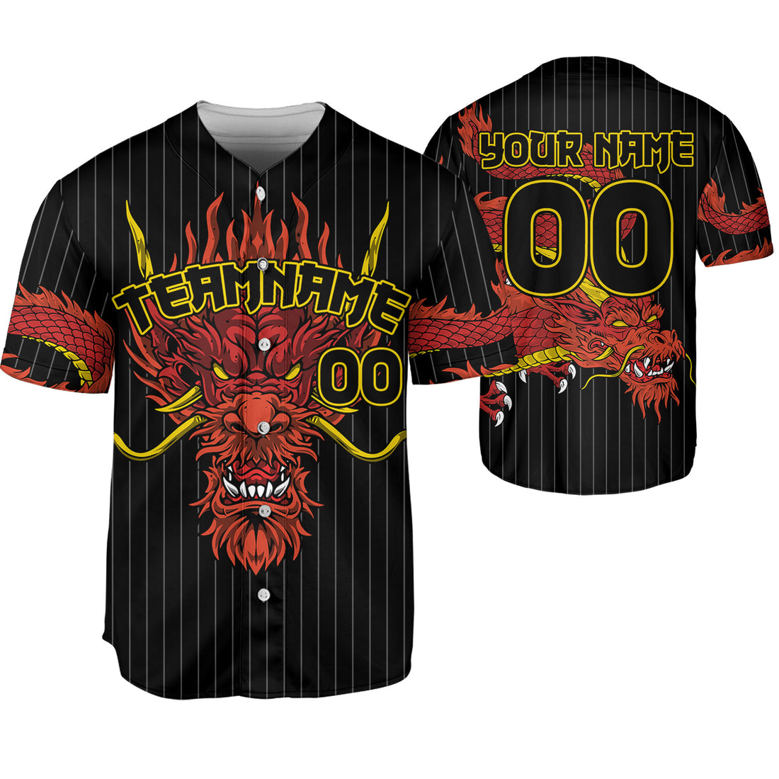 Personalize-Team-Name-Devilish-Dragon-Striped-Black-Color-Baseball-Jersey
