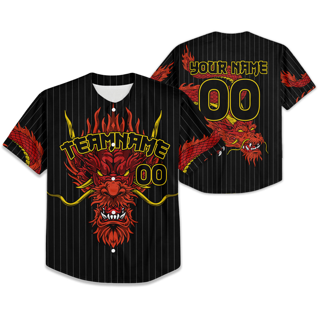 Personalize-Team-Name-Devilish-Dragon-Striped-Black-Color-Baseball-Jersey