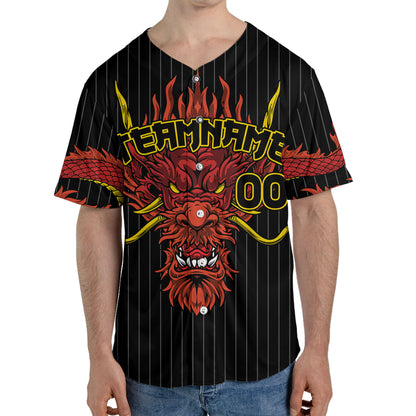 Personalize-Team-Name-Devilish-Dragon-Striped-Black-Color-Baseball-Jersey