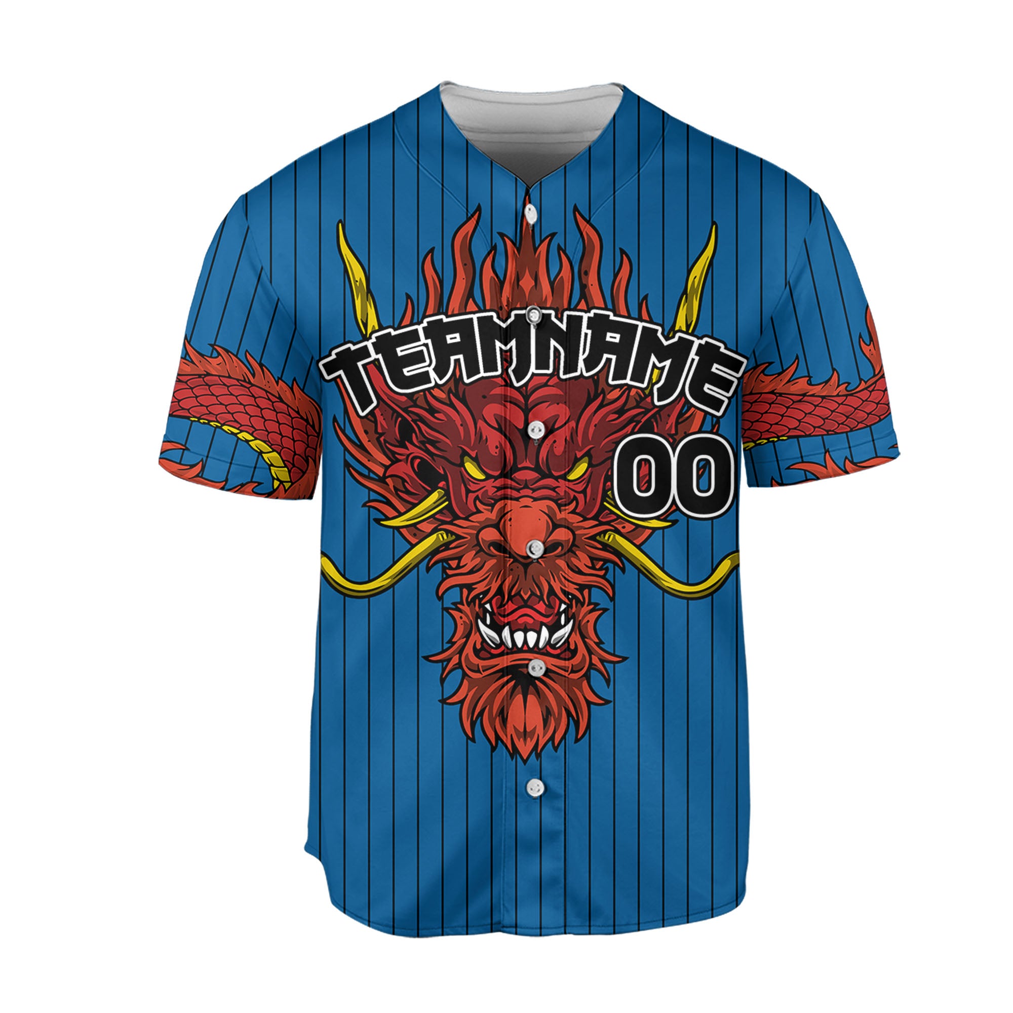 Personalize-Team-Name-Devilish-Dragon-Striped-Blue-Color-Baseball-Jersey