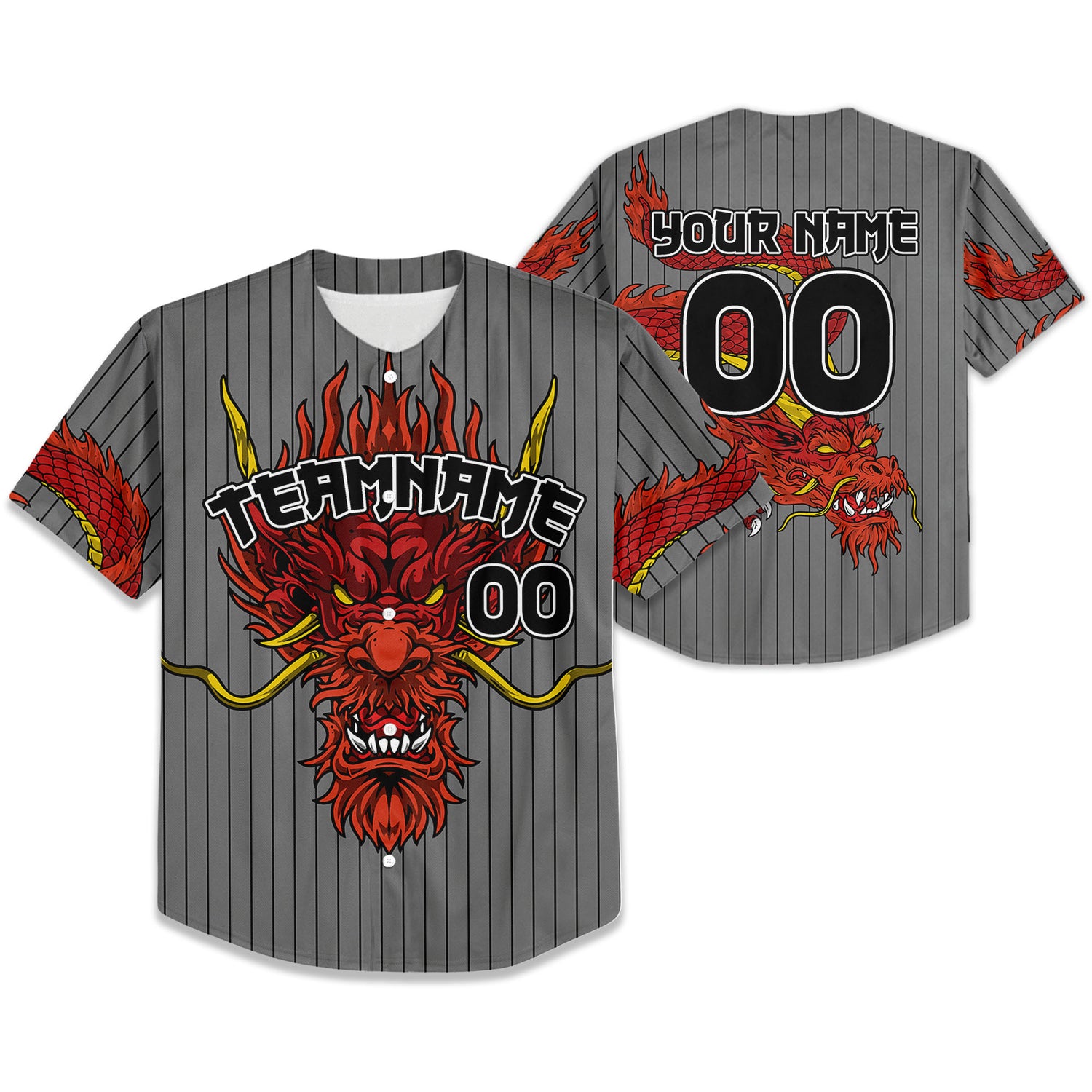 Personalize-Team-Name-Devilish-Dragon-Striped-Grey-Color-Baseball-Jersey