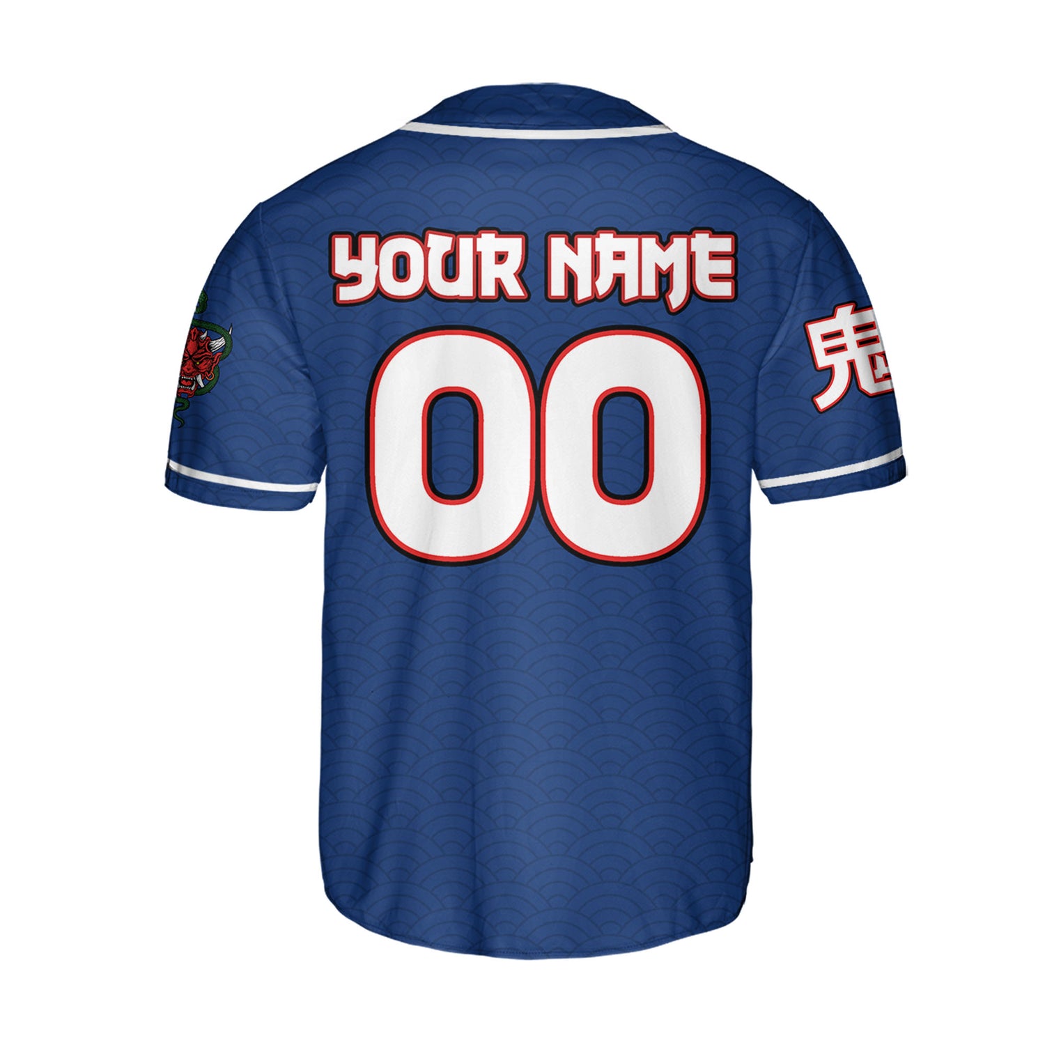 Custom Baseball Team Name Scare Oni Mask And Snake Dark Blue