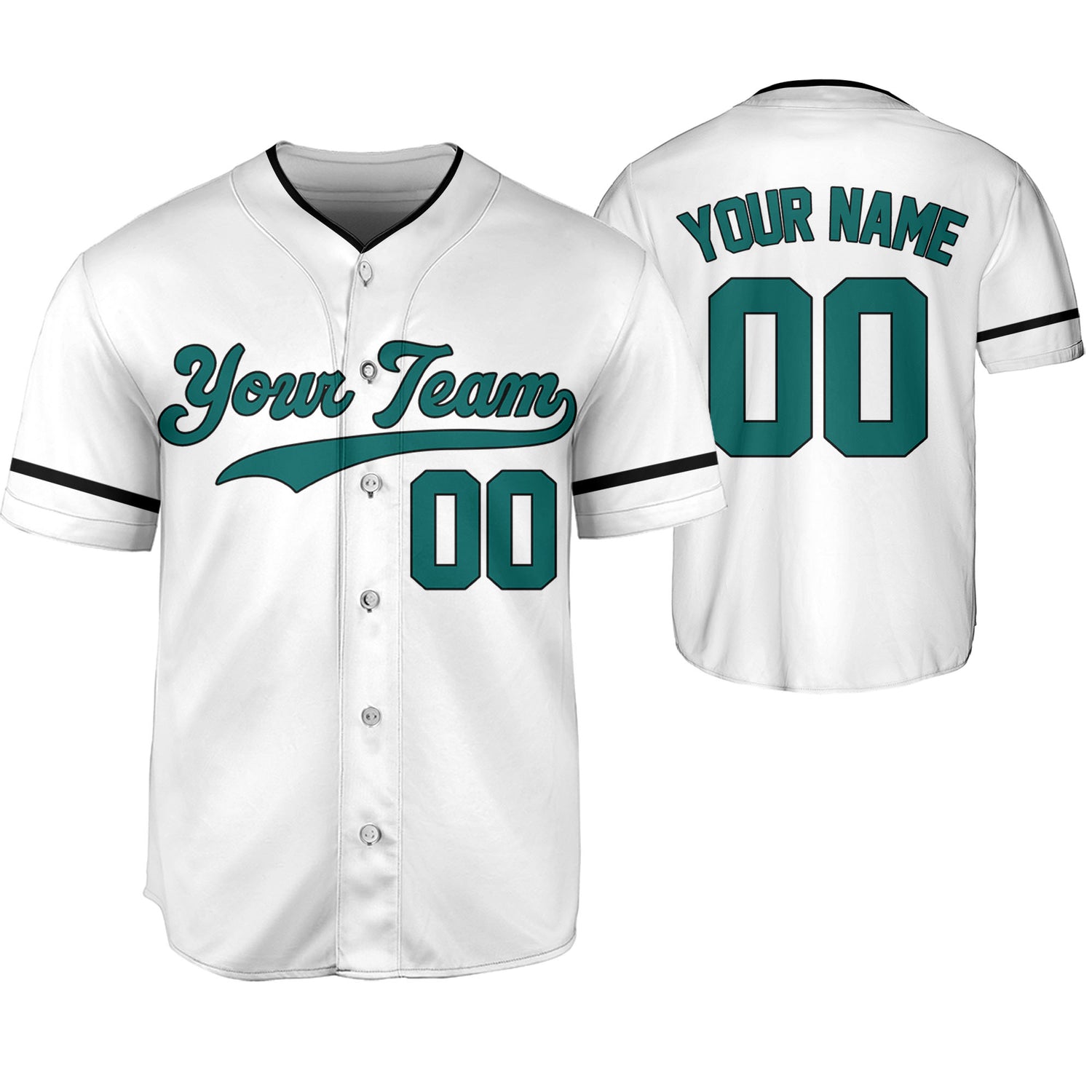 Personalize Team Name White Green Baseball Jersey Custom Team Jersey