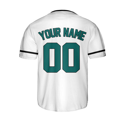 Personalize Team Name White Green Baseball Jersey Custom Team Jersey