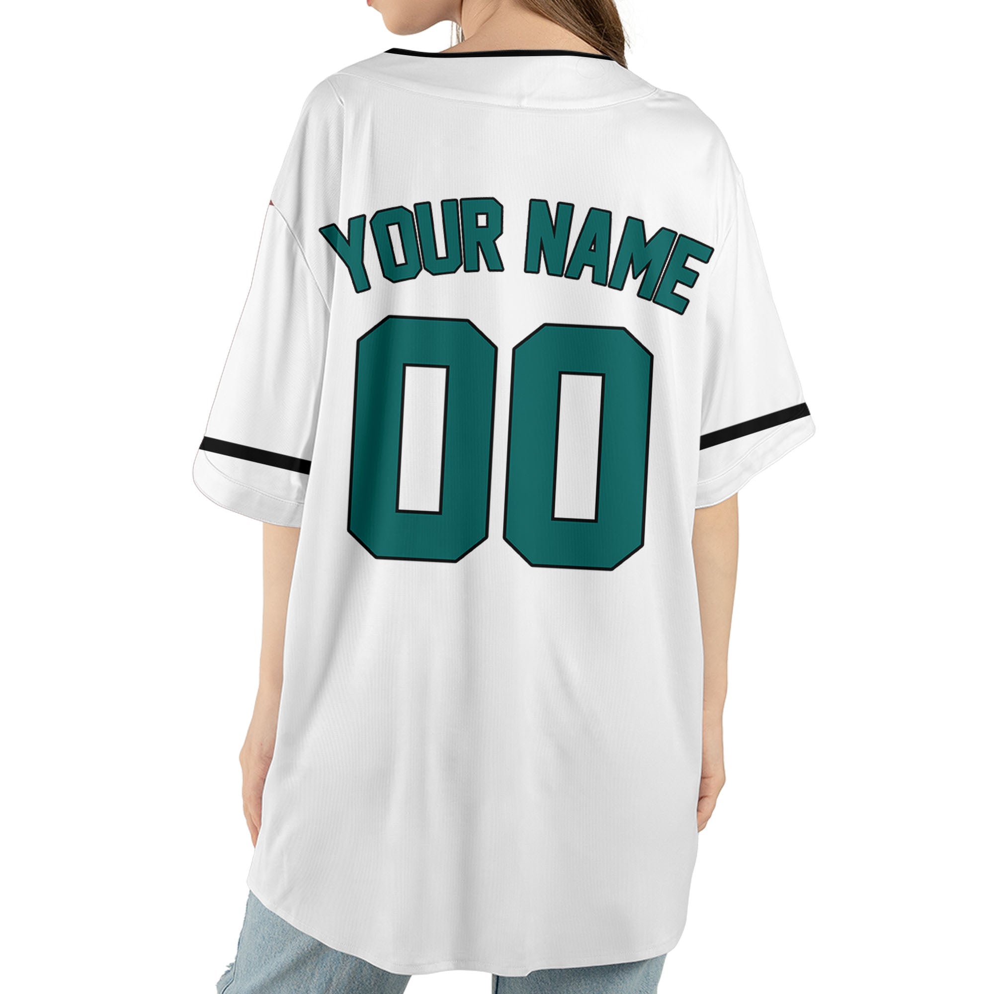 Personalize Team Name White Green Baseball Jersey Custom Team Jersey