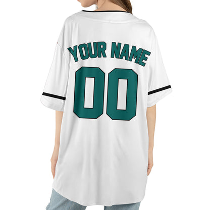 Personalize Team Name White Green Baseball Jersey Custom Team Jersey