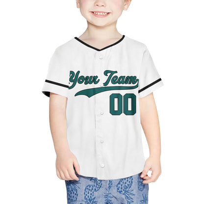 Personalize Team Name White Green Baseball Jersey Custom Team Jersey