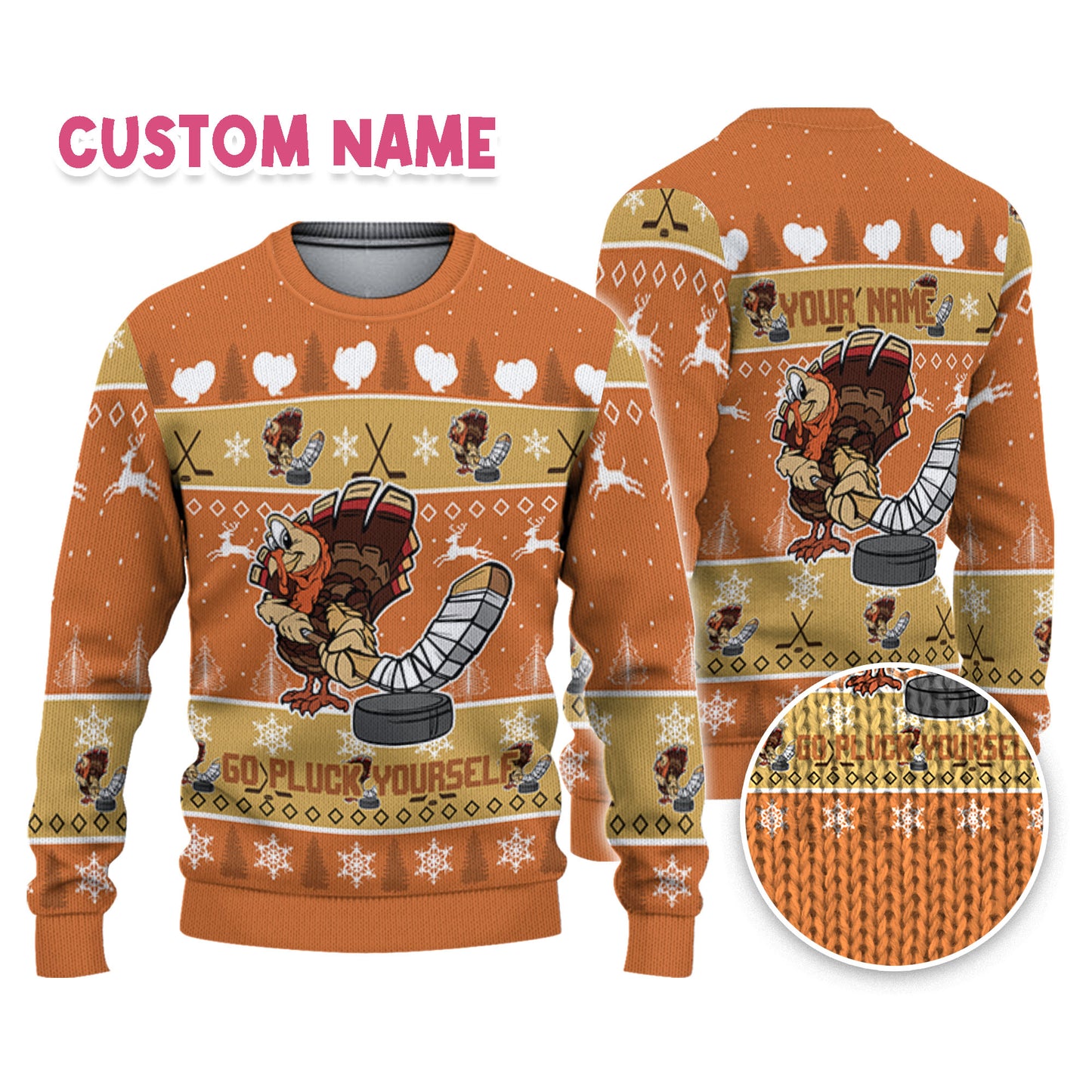 personalize-ugly-thanksgiving-turkey-player-hockey-sport-orange-nda29-3280