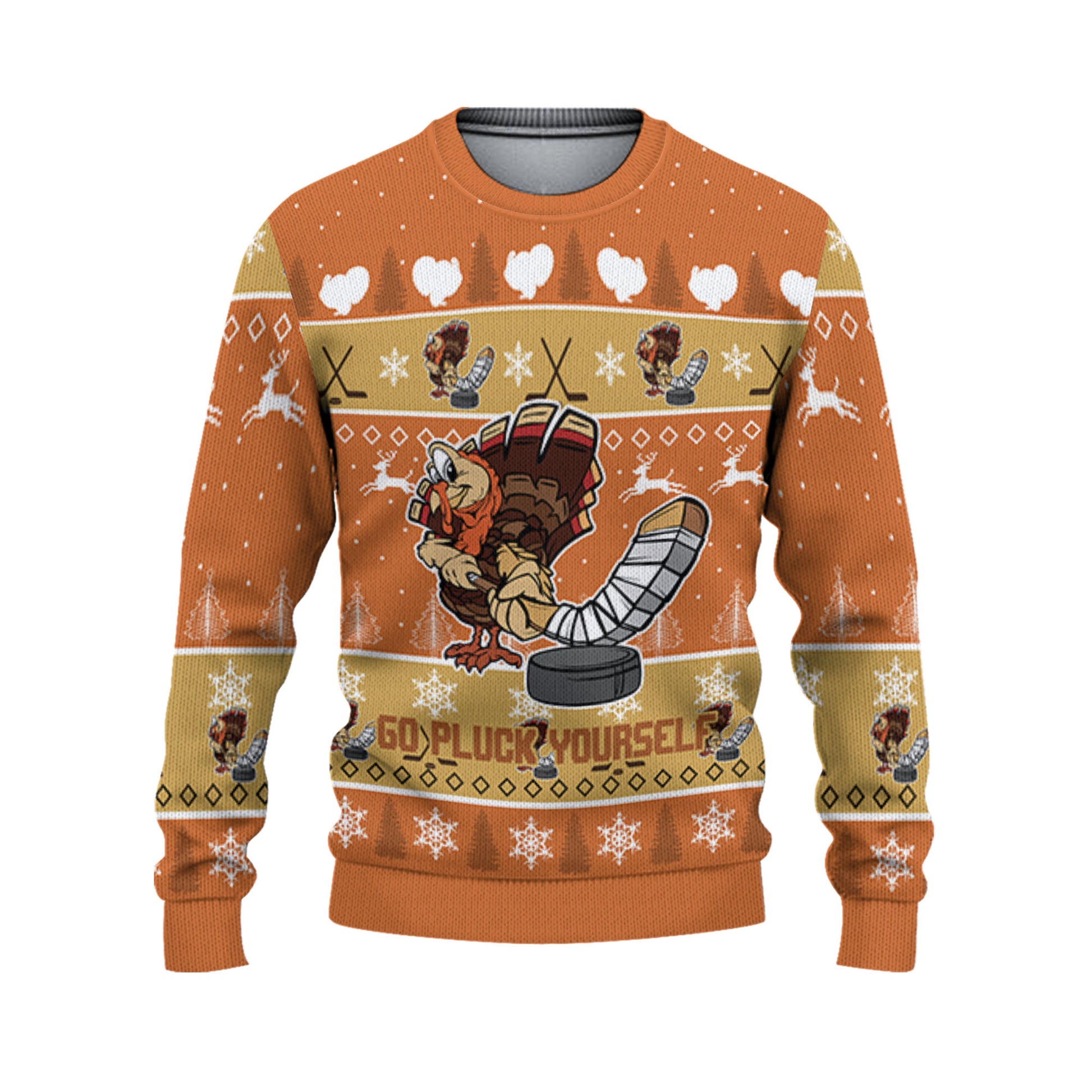 personalize-ugly-thanksgiving-turkey-player-hockey-sport-orange-nda29-3280