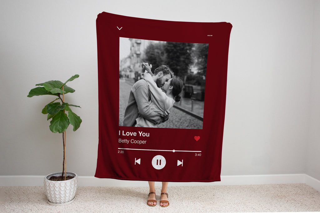 Personalized Music Blanket, Custom Song Photo Blanket, Christmas Gift, Couple Gifts, Your Song Music Player Blanket, Lover Blanket 1773971517