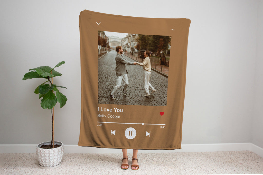 Personalized Music Blanket, Custom Song Photo Blanket, Christmas Gift, Couple Gifts, Your Song Music Player Blanket, Lover Blanket 1773971517