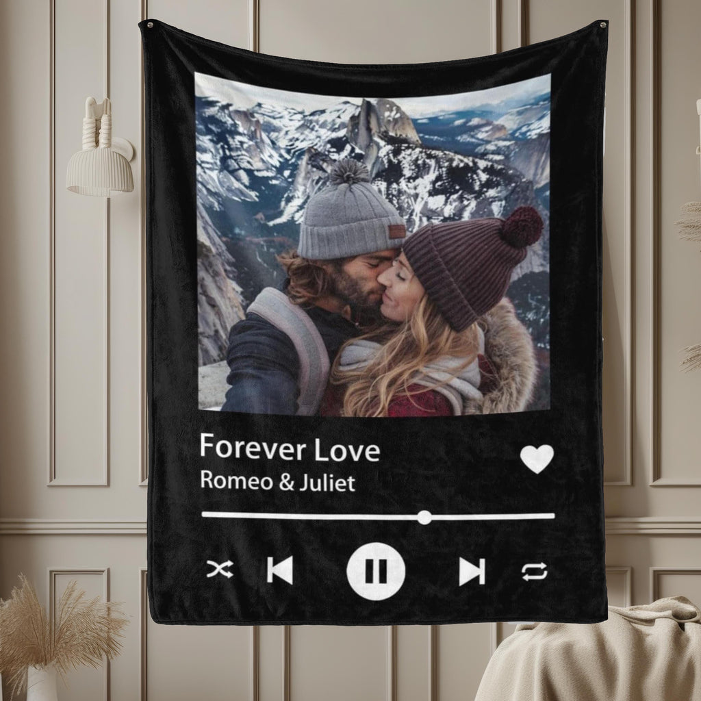 Personalized Spotify Music Blanket with Your Photo & Favorite Song – Perfect Gift Blanket for Couples, Boyfriend, Girlfriend, Mom, Birthday 1806521672 2021