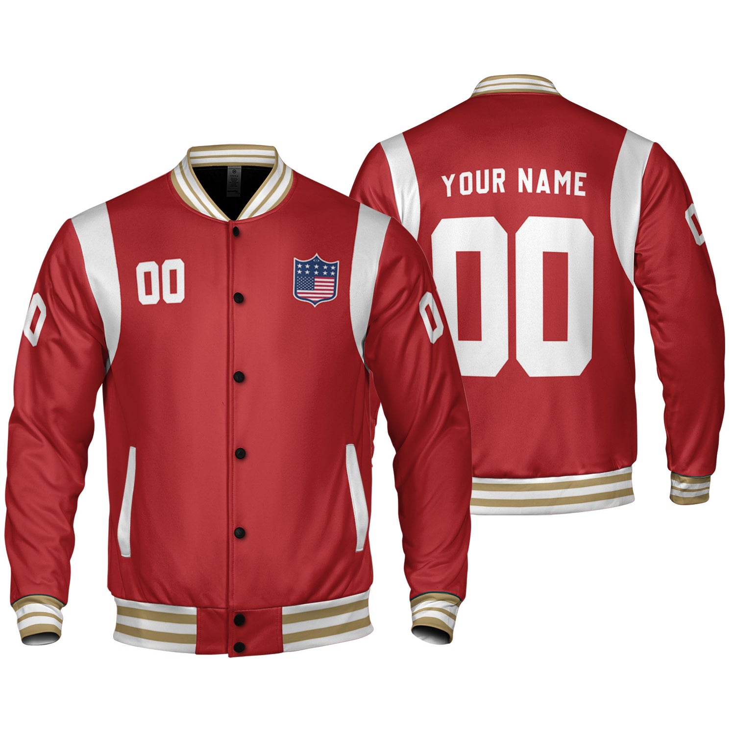 Personalized Famous S49 PS Red and White Varsity I2