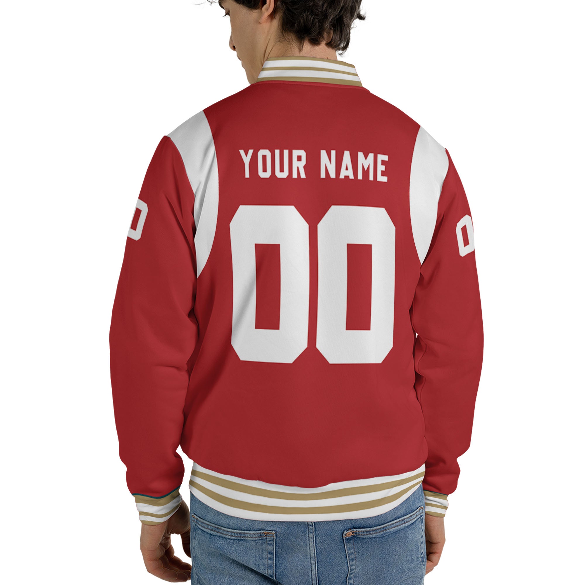 Personalized Famous S49 PS Red and White Varsity I2