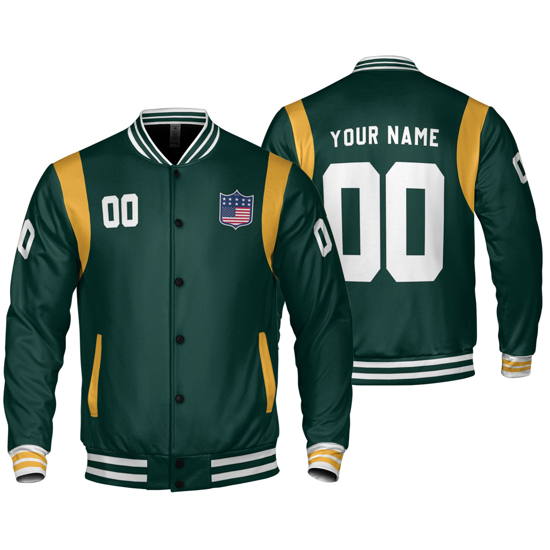 Personalized Famous Team GBP Green and Yellow Varsity I2