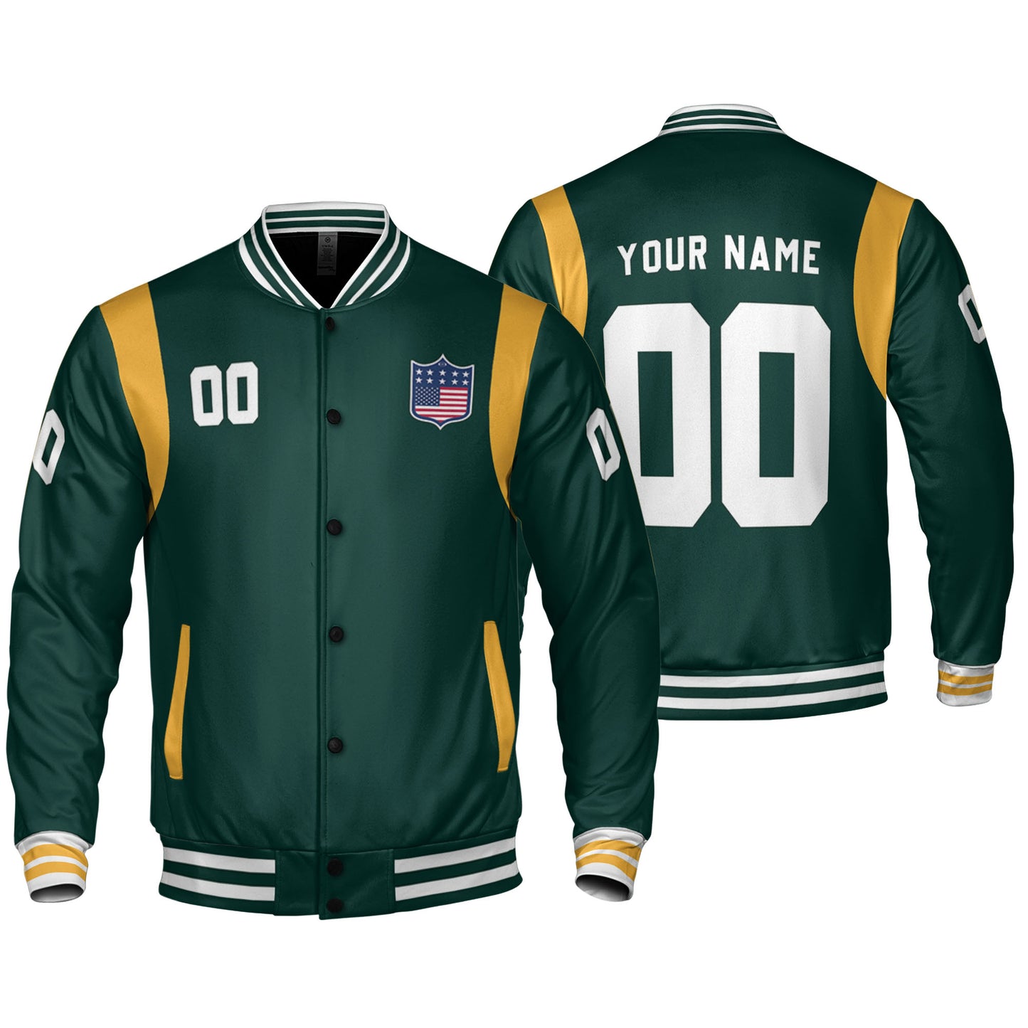 Personalized Famous Team GBP Green and Yellow Varsity I2