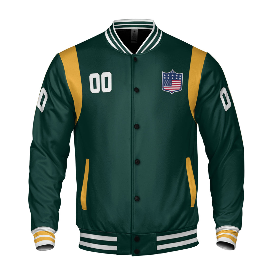 Personalized Famous Team GBP Green and Yellow Varsity I2