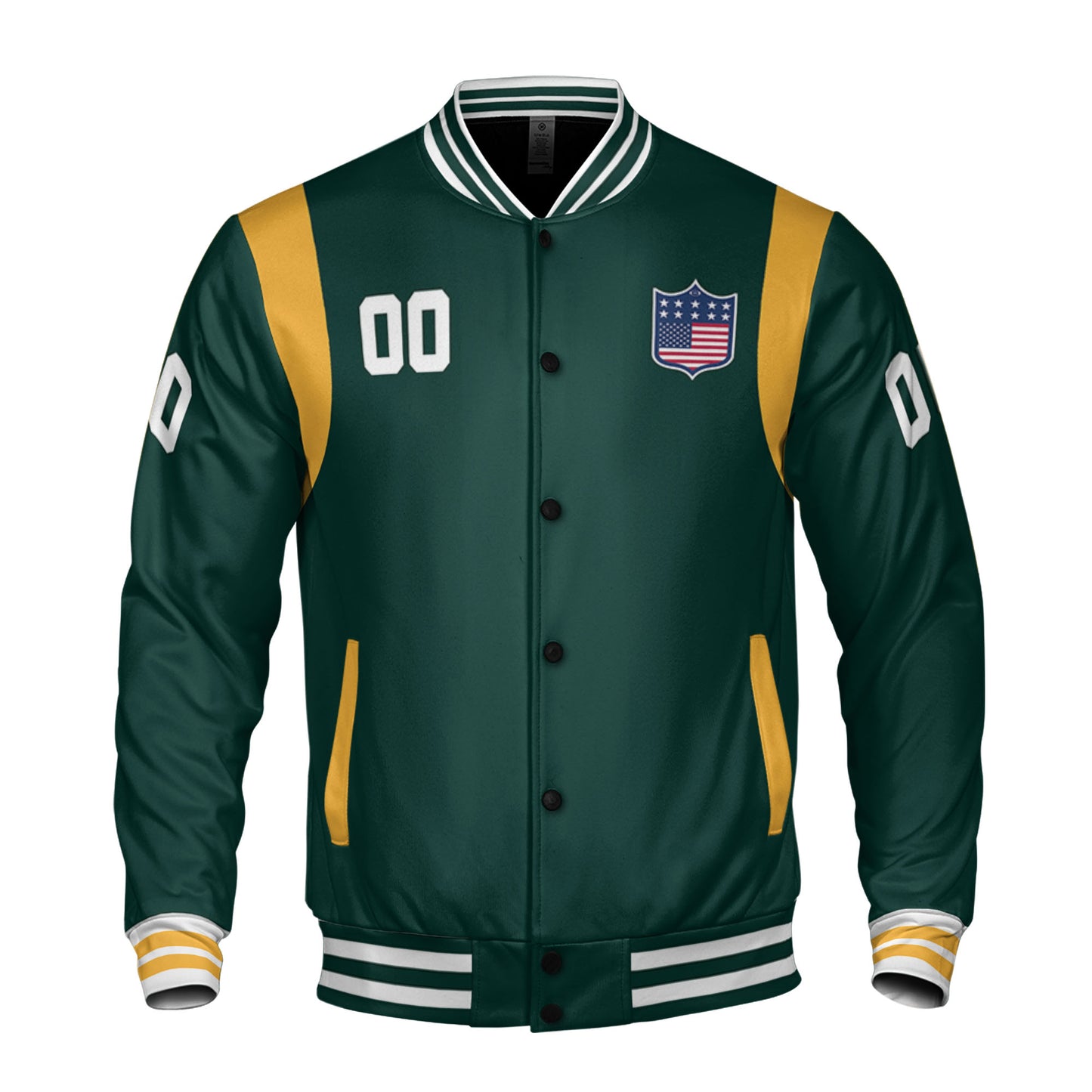 Personalized Famous Team GBP Green and Yellow Varsity I2