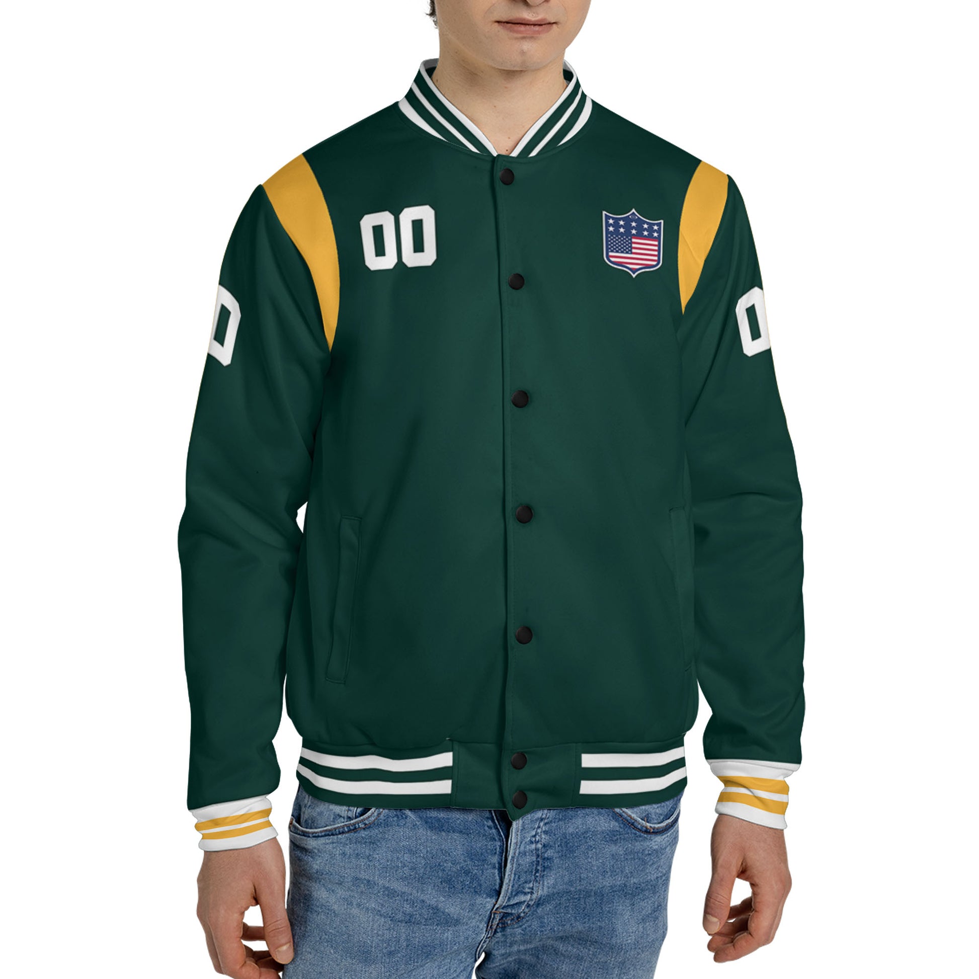 Personalized Famous Team GBP Green and Yellow Varsity I2