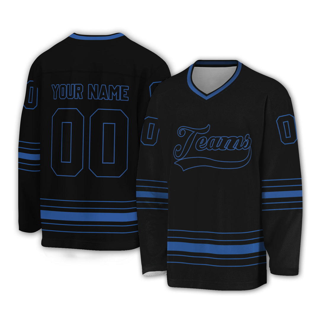 Personalized Ice Hockey Jersey shirt black and blue team VDD02