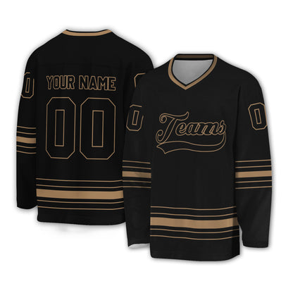 Personalized Ice Hockey Jersey shirt black and cream team VDD02