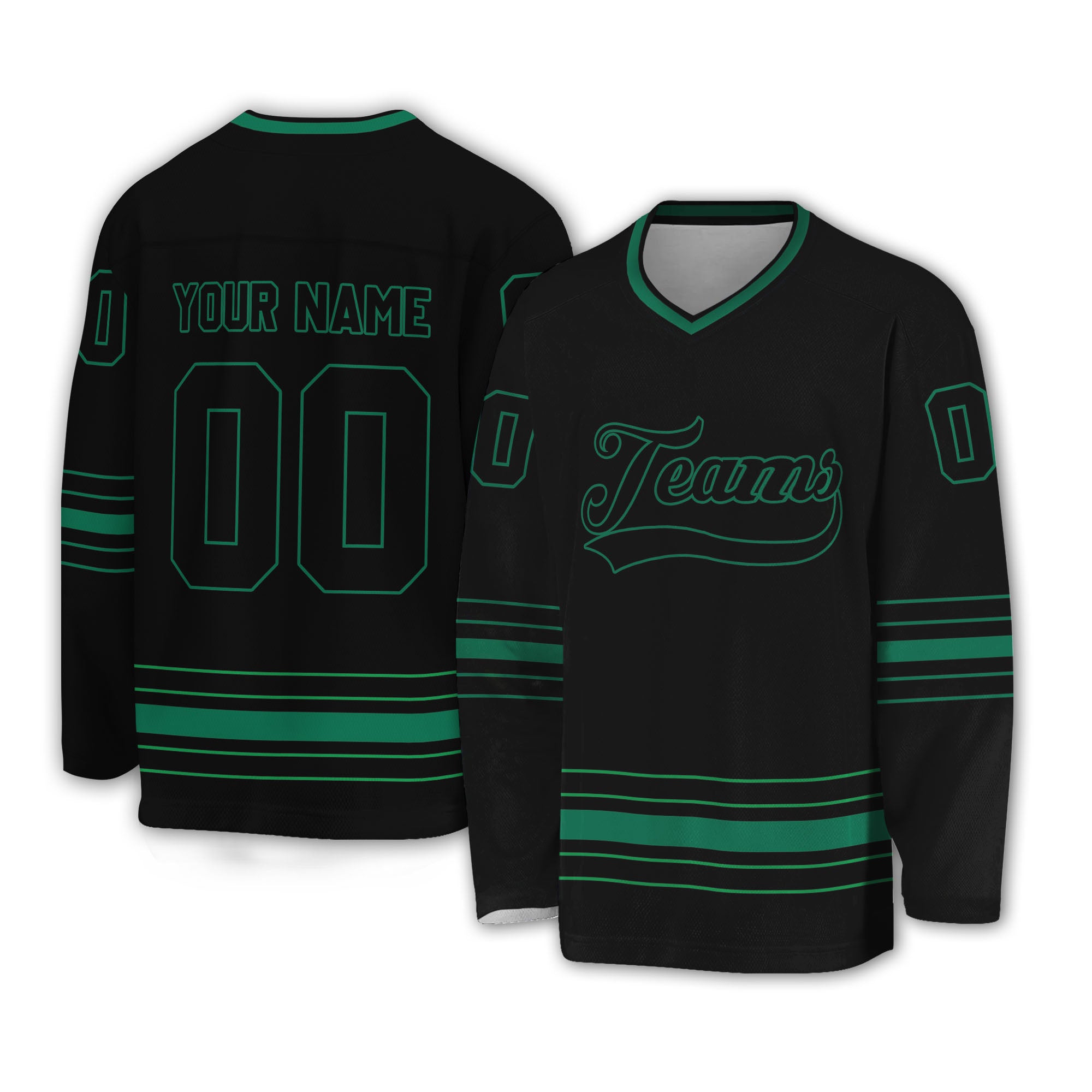 Personalized Ice Hockey Jersey shirt black and green team VDD02