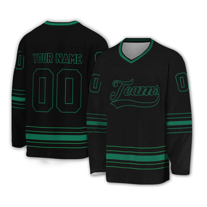 Personalized Ice Hockey Jersey shirt black and green team VDD02