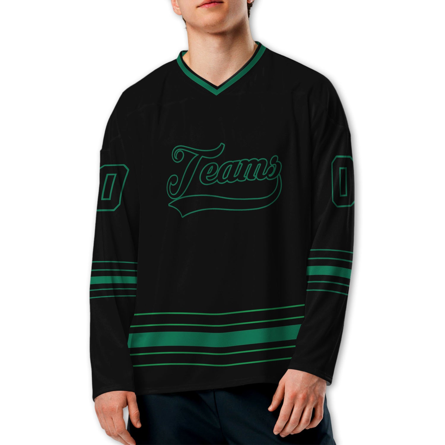 Personalized Ice Hockey Jersey shirt black and green team VDD02