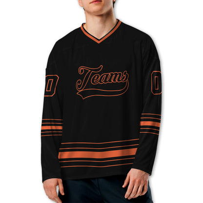 Personalized Ice Hockey Jersey shirt black and orange team VDD02