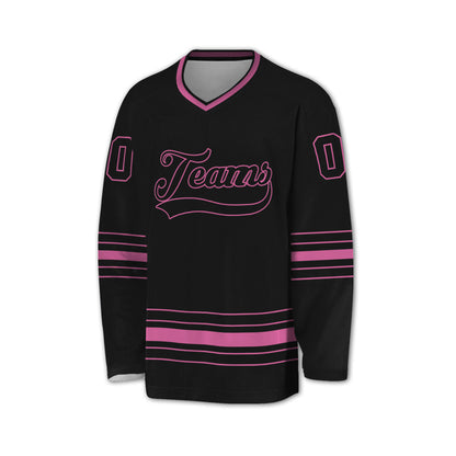 Personalized Ice Hockey Jersey shirt black and pink team VDD02