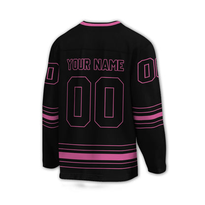 Personalized Ice Hockey Jersey shirt black and pink team VDD02