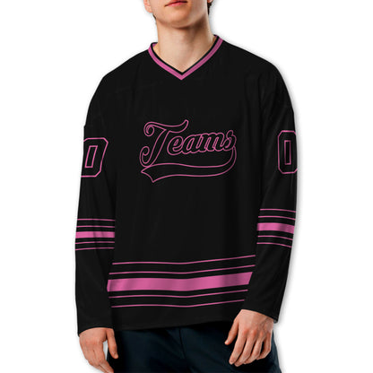 Personalized Ice Hockey Jersey shirt black and pink team VDD02