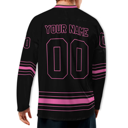 Personalized Ice Hockey Jersey shirt black and pink team VDD02