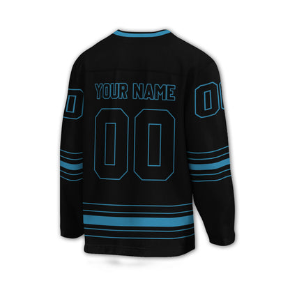 Personalized Ice Hockey Jersey shirt black and royal blue team VDD02